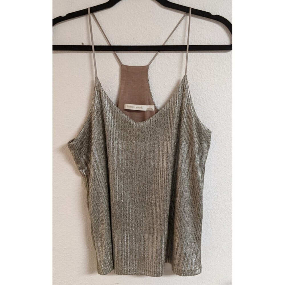 Women's Anthropologie Bishop and Young Tessa Cami Top Metallic Gold Racerback M - Picture 2 of 10